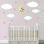 White Cloud and Stars Wall Decal Sticker