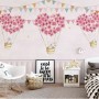 Flowery Hot Air Balloon with Rabbits Wallpaper Mural
