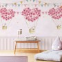 Flowery Hot Air Balloon with Rabbits Wallpaper Mural