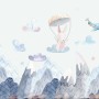 Watercolor Style Kids Landscape with Cute Bunny Wallpaper Mural