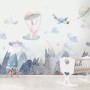 Watercolor Style Kids Landscape with Cute Bunny Wallpaper Mural
