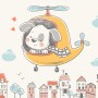 Cute Puppy in Helicopter Wallpaper Mural
