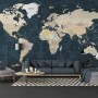 Navy Blue Political World Map Wallpaper Mural