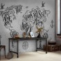 Vintage Charcoal World Map Wallpaper Mural