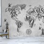 Vintage Charcoal World Map Wallpaper Mural