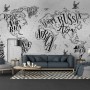 Vintage Charcoal World Map Wallpaper Mural