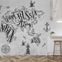 Vintage Charcoal World Map Wallpaper Mural