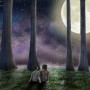 3D Look Moon Landscape with Cute Kids Wallpaper Mural