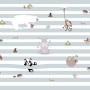 Cute Animals on the Colorful Stripe Wallpaper Mural