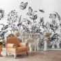 Black and White Floral Wallpaper Mural