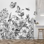 Black and White Floral Wallpaper Mural