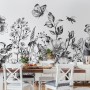 Black and White Floral Wallpaper Mural