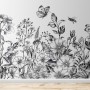 Black and White Floral Wallpaper Mural