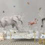 Tropical Animals with Leafs Wallpaper Mural For Children