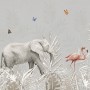 Tropical Animals with Leafs Wallpaper Mural For Children