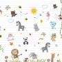 Cute Baby Animals with Sun Wallpaper Mural