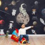 Astronaut and Animals in Space Wallpaper Mural for Children