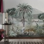 Vintage Exotic Landscape with Wild Animals Wallpaper Mural