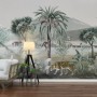 Vintage Exotic Landscape with Wild Animals Wallpaper Mural