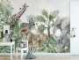 Kids Tropical Animals with Leafs Wallpaper Mural