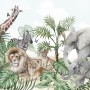 Kids Tropical Animals with Leafs Wallpaper Mural