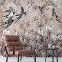 Flying Birds on Flowers Wallpaper Mural