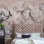 Flying Birds on Flowers Wallpaper Mural