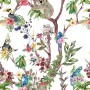 Animals on Flowering Tree Wallpaper