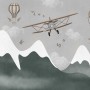 Kids Snowy Mountain with Plane and Balloons Wallpaper Mural