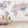 Pink and Purple Political World Map Wallpaper Mural