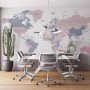 Pink and Purple Political World Map Wallpaper Mural