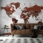 White and Brown Political World Map Wallpaper Mural