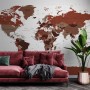 White and Brown Political World Map Wallpaper Mural
