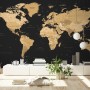 Black Political World Map Wallpaper Mural