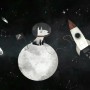Kids Space Dog with Moon and Rockets Wallpaper Mural