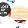 Kids Vintage Hot Air Balloon and Aircraft Pattern Wallpaper Mural