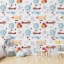 Kids Vintage Hot Air Balloon and Aircraft Pattern Wallpaper Mural