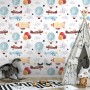Kids Vintage Hot Air Balloon and Aircraft Pattern Wallpaper Mural