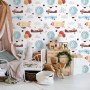Kids Vintage Hot Air Balloon and Aircraft Pattern Wallpaper Mural