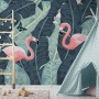 Tropical Banana Leaf with Pink Flamingo Wallpaper Mural