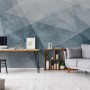 Indigo Style Watercolor Geometric Wallpaper Mural