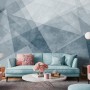 Indigo Style Watercolor Geometric Wallpaper Mural