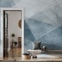 Indigo Style Watercolor Geometric Wallpaper Mural
