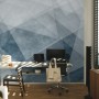 Indigo Style Watercolor Geometric Wallpaper Mural