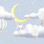 Kids Cartoon Cloud and Yellow Moon Wallpaper Mural