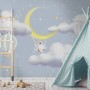 Kids Cartoon Cloud and Yellow Moon Wallpaper Mural