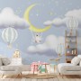 Kids Cartoon Cloud and Yellow Moon Wallpaper Mural