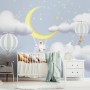 Kids Cartoon Cloud and Yellow Moon Wallpaper Mural