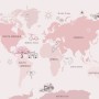 For Girls Pink Monochrome World Map Wallpaper Mural