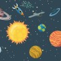 Kids Boys Watercolor Space and Solar System Wallpaper Mural